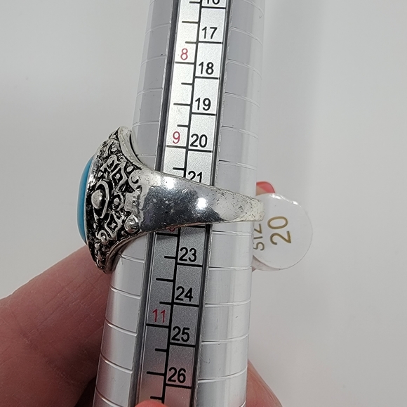 Turquoise Stainless Steel Ring. - Picture 6 of 6